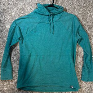 Women's Green Cowl Neck North Face Lightweight Sweatshirt, Large